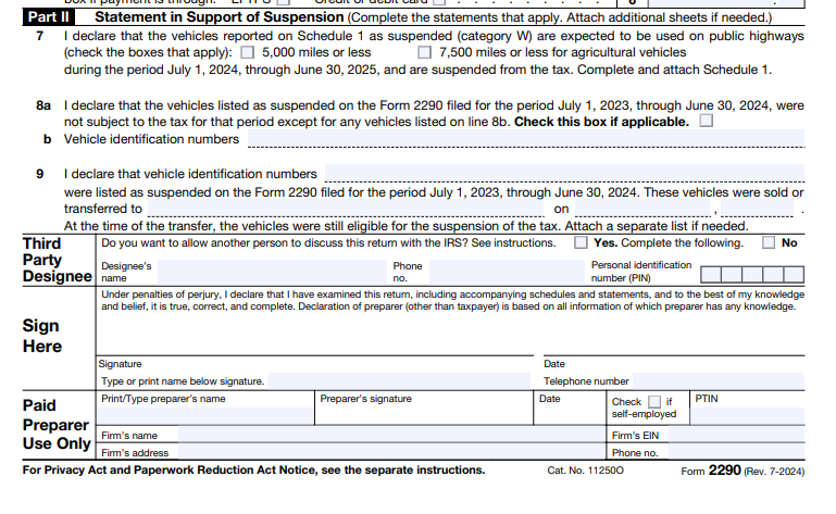 Form 2290 Amendment